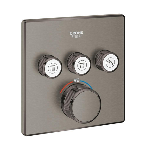 Grohe Grohtherm SmartControl Inbouwthermostaat - 4 knoppen - vierkant - brushed hard graphite (antraciet) SW439023