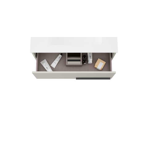 Saniclass Prime Essential Meuble sous lavabo - 80x55x46cm - 2 tiroirs - Poignée standard - MDF - mat coton (beige) SW892662