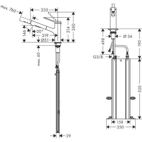 Hansgrohe Zesis m33 1 greeps keukenkraan - 150 metalen uittrekbare vdche - 2jet - sbox - mat zwart SW918489