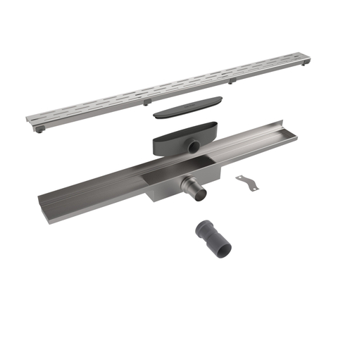 Easy Drain Compact Wall caniveau mural plaque simple avec évacuation latérale 6x80cm 30mm inox 2301191