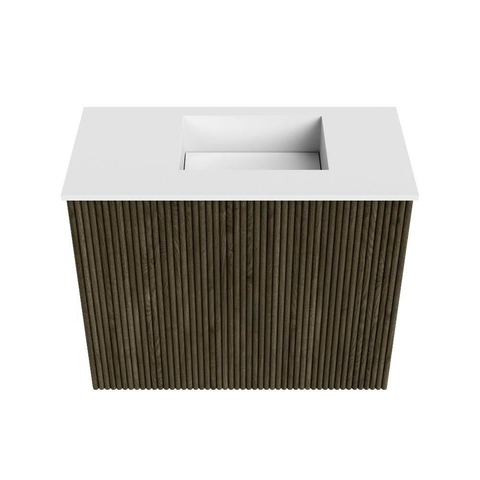 Mondiaz JOYA 50cm meuble de salle de bains - couleur Shadow - Vasque FAYE position Droite 1 trou de robinet couleur Talc. SW1421394