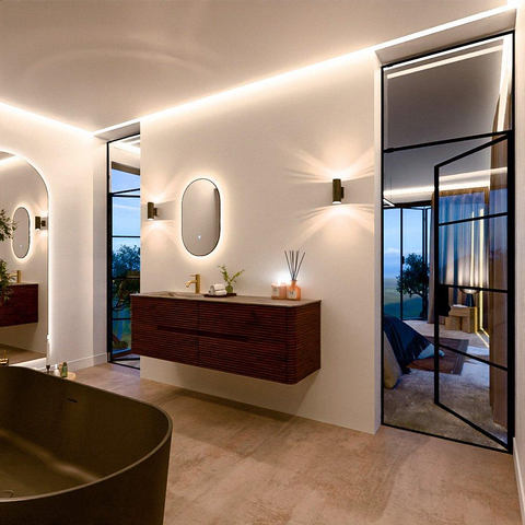 Mondiaz CIRO-DLUX Meuble de salle de bains - 160x45x50cm - Plan vasque solid surface Sombra - 1 vasque à gauche - 1 trou de robinet - 4 tiroirs - Ruby SW1531967