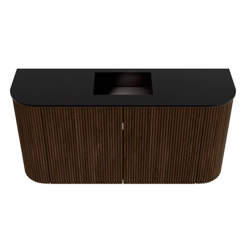 Mondiaz JOYA 83.2cm toiletmeubel - ronding links en rechts kleur Walnut - Wastafel FAYE positie Midden Zonder kraangat kleur Urban. SW1421382