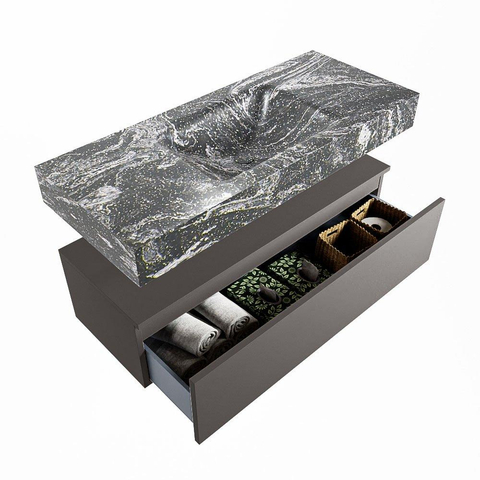MONDIAZ ALAN - DLUX Badkamermeubelset - 110cm - onderkast - Dark grey - 1 lade - vrijhangende wastafel - wasbak midden - 0 kraangaten - Lava SW808358