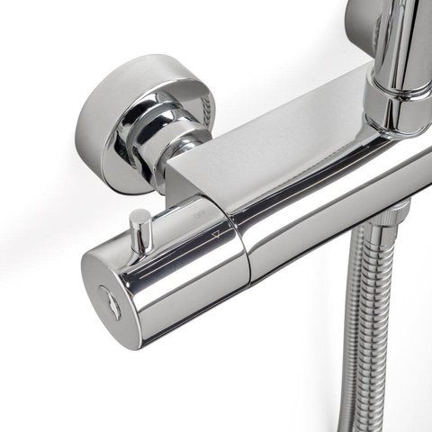 Wiesbaden Caral set de douche pluie - 25cm - rond - apparent - avec inverseur - avec barre de douche - chromé SW10555
