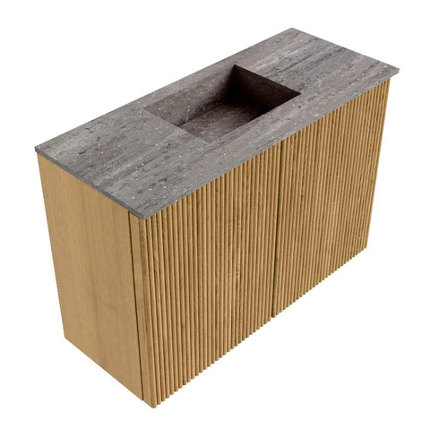 Mondiaz JOYA-DLUX 60cm meuble de toilette - couleur Chêne - Vasque FAYE position Milieu Sans trou de robinet couleur Oza. SW1424083