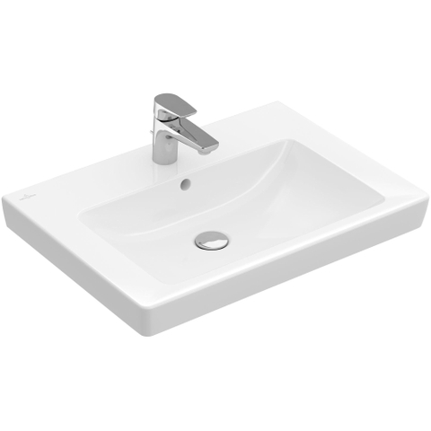 Villeroy et Boch Subway 2.0 Lavabo meulé 65x47cm avec trou pour robinetterie et trop plein ceramic+ blanc 1025019