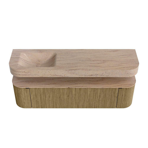 MONDIAZ THOR-DLUX Meuble de salle de bains - 170cm - arrondi gauche + droite - couleur Dusk - 1 tiroir - 2 portes - Vasque suspendue CLOUD Gauche sans trou de robinet - couleur Saba SW1465718