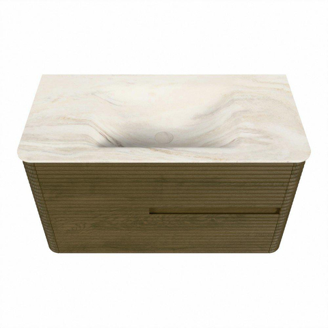 Mondiaz CIRO-DLUX Meuble de salle de bains - 90x45x50cm - Plan vasque solid surface Ostra - 1 lavabo au milieu - sans trous de robinet - 2 tiroirs - Dusk SW1532908