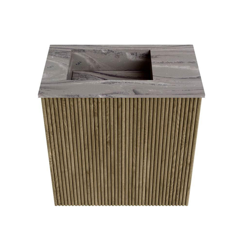 Mondiaz JOYA-DLUX 40cm toiletmeubel - kleur Dusk - Wastafel FAYE positie Links Zonder kraangat kleur Sombra. SW1426117