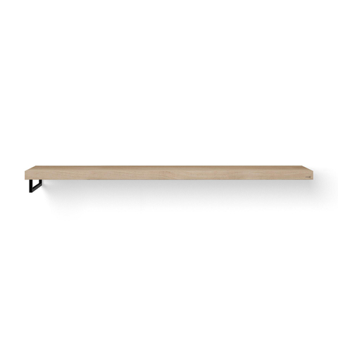 Looox Wood collection plan sous vasque - 200x46cm - Avec porte-serviettes (gauche) noir mat - Chêne massif Old grey SW278364