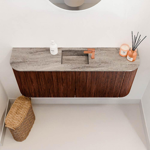Mondiaz JOYA-DLUX 103.2cm toiletmeubel - ronding links en rechts kleur Ruby - Wastafel FAYE positie Midden 1 kraangat kleur Oza. SW1425560