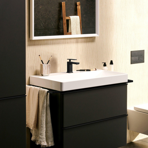Hansgrohe Tecturis E Eengreeps wastafelkraan - 80 - coolstart - met PopUp - trekwaste - mat zwart SW918485