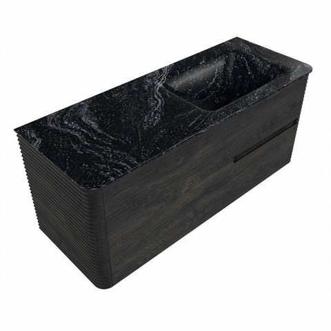 Mondiaz CIRO-DLUX Ensemble de meubles de salle de bains - 120x45x50cm - Lavabo solid surface Lava - 1 vasque à droite - 1 trou de robinet - 2 tiroirs - Shadow SW1532291