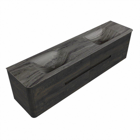 Mondiaz CIRO-DLUX Ensemble meuble de salle de bains - 190x45x50cm - Plan vasque solid surface Sombra - 2 bacs Double - sans trous de robinet - 4 tiroirs - Shadow SW1532797