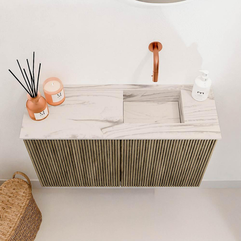 Mondiaz JOYA-DLUX 70cm toiletmeubel - kleur Dusk - Wastafel FAYE positie Rechts Zonder kraangat kleur Nata. SW1425897