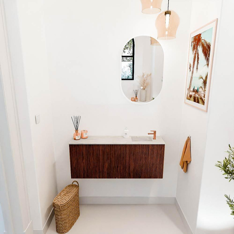 Mondiaz JOYA-DLUX 100cm toiletmeubel - kleur Ruby - Wastafel FAYE positie Rechts 1 kraangat kleur Ostra. SW1423783