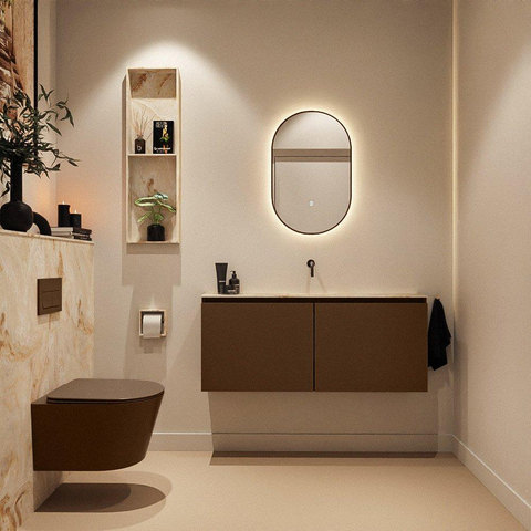 Mondiaz GLOW miroir – ovale – 45 x 90 cm – LED indirecte tout autour – capteur de mouvement – Rust (brun) SW1105202