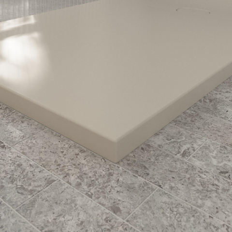 Villeroy & Boch Ecora douchebak - 160x100x4.5cm - afvoer korte zijde - almond (beige) SW1558893