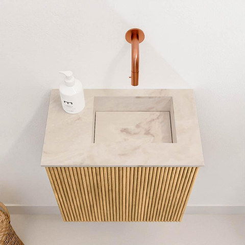 Mondiaz JOYA-DLUX Meuble de toilette 40cm - couleur Oak - Vasque FAYE position Droite Sans trou de robinet couleur Frappe SW1421858