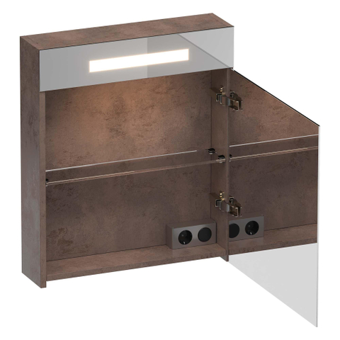 BRAUER Promise Deluxe armoire de toilette - 60x70x15cm - avec éclairage direct 1 porte de miroir double face ouvrant à droite Erosion SW720922