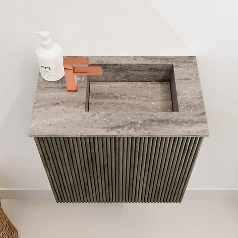 Mondiaz JOYA-DLUX 40cm toiletmeubel - kleur Shadow - Wastafel FAYE positie Rechts 1 kraangat kleur Oza. SW1425018