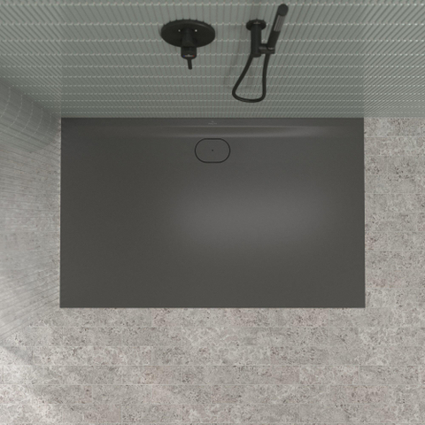 Villeroy & Boch Ecora douchebak - 160x100x3.5cm - afvoer lange zijde - anthracite (antraciet) SW1558987