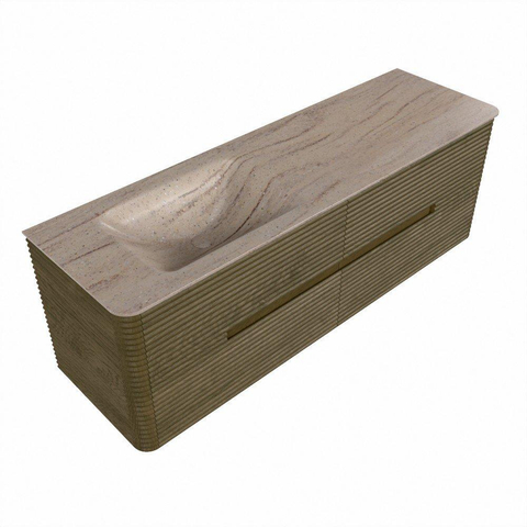 Mondiaz CIRO-DLUX Meuble de salle de bains - 150x45x50cm - Lavabo solid surface Saba - 1 vasque à gauche - 1 trou de robinet - 4 tiroirs - Dusk SW1533341