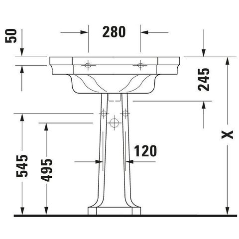 Duravit Serie 1930 Wastafel - 70x50cm - met 1 kraangat - met overloop - wit 0293369