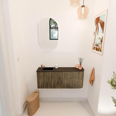 Mondiaz JOYA 101.6cm toiletmeubel - ronding rechts kleur Dusk - Wastafel FAYE positie Links 1 kraangat kleur Urban. SW1421686