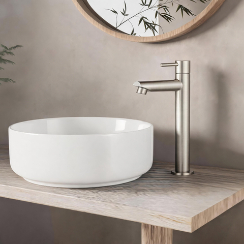 Fortifura Calvi Robinet de lavabo - 23cm - rehaussé - montage sur plan - inox brossé SW1476846