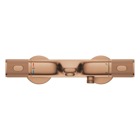 GROHE Precision Feel Robinet de baignoire thermostatique - 31.3 cm - Vitalio Joy Ensemble de bain - douchette à main ronde - 3 types de jets - avec support - Warm Sunset brossé (cuivre) SW1565453