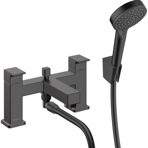 Hansgrohe Vernis Shape badkraan 2-gats badrand - met doucheset - mat zwart SW651391