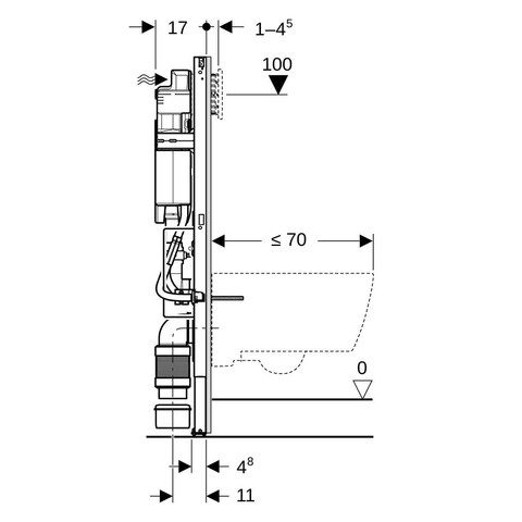 Geberit Duofix wandcloset - hoogte 112cm sigma reservoir - 12cm hoogte instelbaar na montage - blauw SW1237175