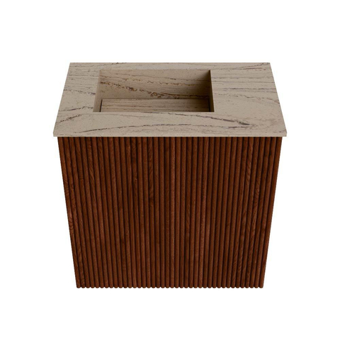 Mondiaz JOYA-DLUX 40cm toiletmeubel - kleur Ruby - Wastafel FAYE positie Links 1 kraangat kleur Arena. SW1425243