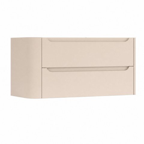 H&R Badmeubelen Juice Meuble sous lavabo - 100x45x50cm - angle gauche arrondi - 2 tiroirs - poignée intégrée - Merino SW1489579