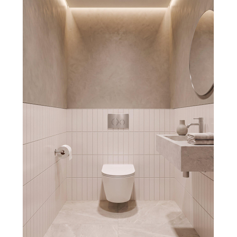 QeramiQ Dely Ensemble de toilette - réservoir encastré Qeramiq Flush - abattant 35mm - plaque de commande en métal inox - boutons ronds - blanc brillant SW1579186