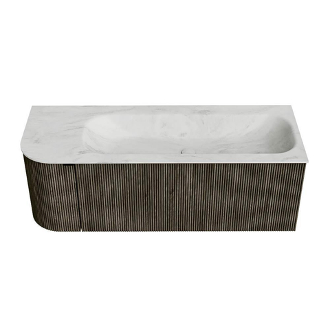 Mondiaz KURVE-DLUX Ensemble de meubles de salle de bains - 125x46x40cm - 1 tiroir - 1 porte - lavabo solid surface - droit - 1 trou de robinet - Shadow SW1414084