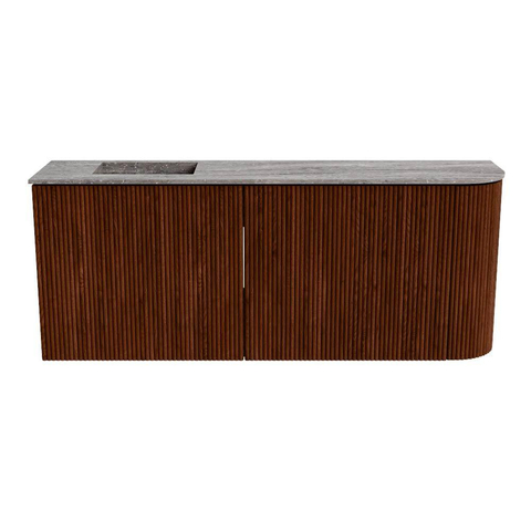Mondiaz JOYA-DLUX Meuble de salle de bains 101,6cm - arrondi droit couleur Ruby - Vasque FAYE position gauche Sans trou de robinet couleur Oza SW1425546