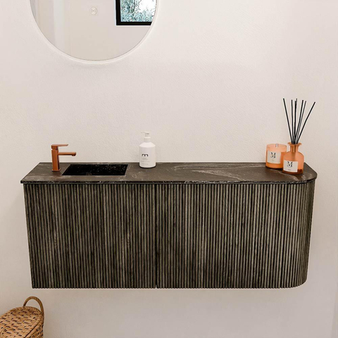 Mondiaz JOYA-DLUX 101.6cm toiletmeubel - ronding rechts kleur Shadow - Wastafel FAYE positie Links 1 kraangat kleur Lava. SW1422865