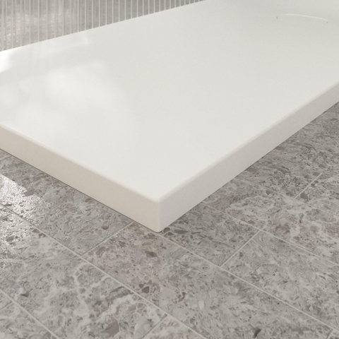 Villeroy & Boch Ecora douchebak - 160x80x4.5cm - afvoer korte zijde - stone white (wit) SW1558925