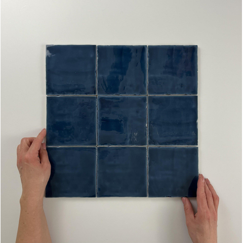 ÉCHANTILLON Terravito Viondo carreau mural - 13x13cm - 10mm - Carré - Bleu marine Brillant SW735962