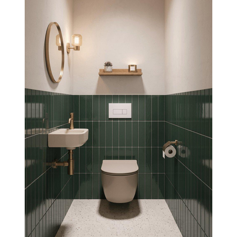 QeramiQ Dely Ensemble WC - réservoir encastré Qeramiq Flush - abattant slim - plaque de commande blanche brillante en plastique - boutons rectangulaires - beige SW1578550