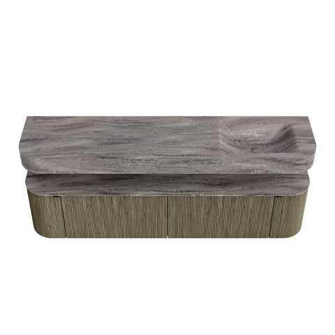 MONDIAZ THOR-DLUX Meuble de salle de bains - 190cm - arrondi gauche + droite - couleur Shadow - 2 tiroirs et 2 portes - Vasque suspendue CLOUD Droite 1 trou de robinet couleur Oza SW1466642