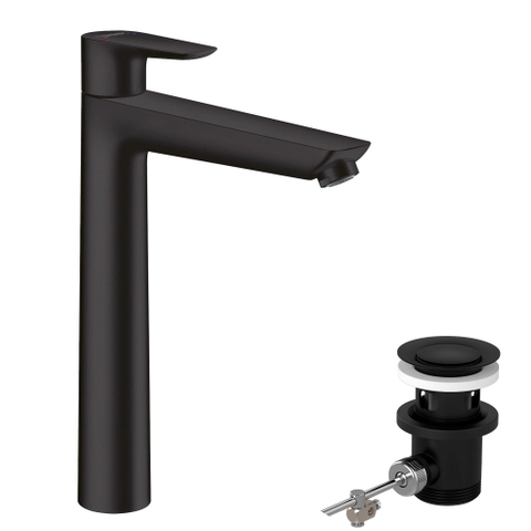 Hansgrohe Talis e 1 greeps wastafelkraan - 240 PopUp - trekwaste - mat zwart SW297635