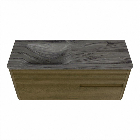 Mondiaz CIRO-DLUX Badkamermeubelset - 120x45x50cm - Solid surface wastafel Sombra - 1 wasbak Links - zonder kraangaten - 2 lades - Dusk SW1533413