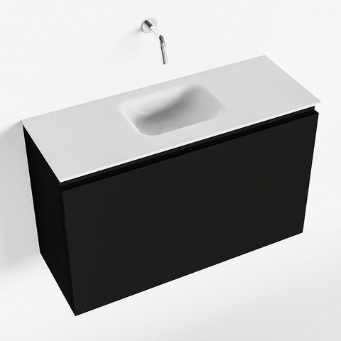 MONDIAZ OLAN Toiletmeubel 80x30x40cm met 0 kraangaten 1 lades urban mat Wastafel Lex midden Solid Surface Wit SW473218