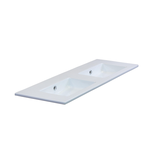 H&R Badmeubelen Gala Wastafel - 141x46x2cm - 2 wasbakken - 0 kraangaten - keramiek wit SW235656