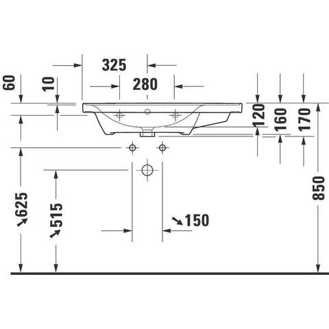 Duravit D-neo Wastafel - 80x48cm - met 1 kraangat - met overloop - wit SW640624