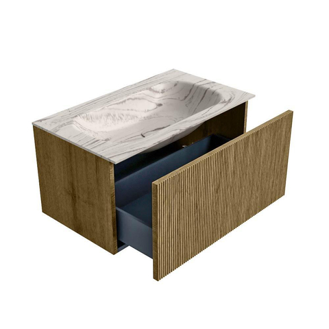 MONDIAZ KURVE-DLUX 80cm badmeubel kleur Dusk met 1 lade en 0 deuren. Wastafel BIG SMALL Midden zonder kraangat Nata. SW1432365